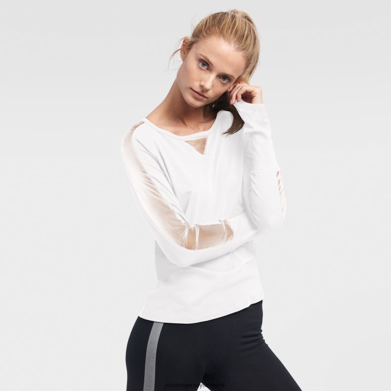 Patriots Jersey Women DKNY Sport White Gabby Mesh Long Sleeve T-Shirt 8226D2761 Clothing