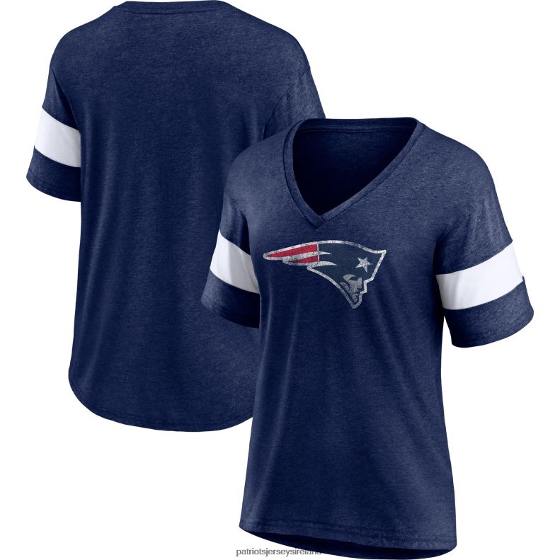 Patriots Jersey Women Fanatics Branded Heathered Navy/White Distressed Team Tri-Blend V-Neck T-Shirt 8226D2641 Clothing