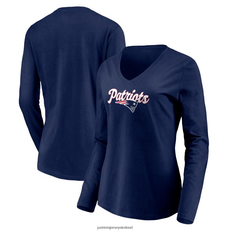 Patriots Jersey Women Fanatics Branded Navy Freehand Long Sleeve V-Neck T-Shirt 8226D2805 Clothing