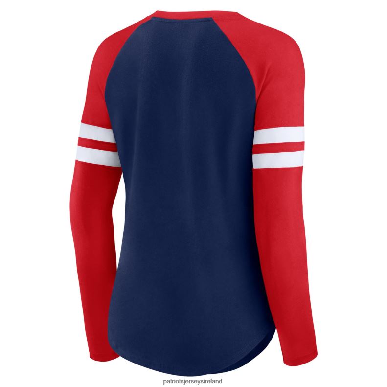 Patriots Jersey Women Fanatics Branded Navy/Red Plus Size True to Form Lace-Up V-Neck Raglan Long Sleeve T-Shirt 8226D2712 Clothing