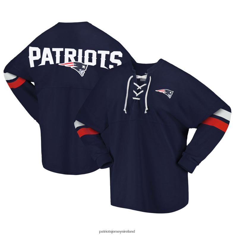 Patriots Jersey Women Fanatics Branded Navy Spirit Jersey Lace-Up V-Neck Long Sleeve T-Shirt 8226D2703 Clothing