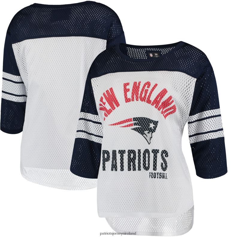 Patriots Jersey Women G-III 4Her by Carl Banks White/Navy First Team Three-Quarter Sleeve Mesh T-Shirt 8226D2721 Clothing