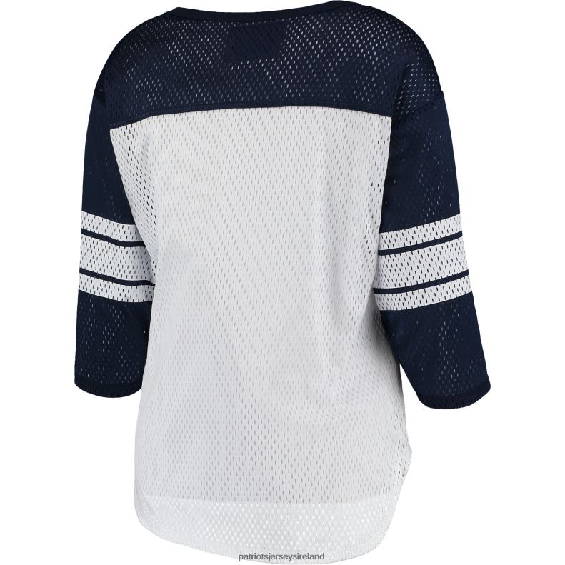 Patriots Jersey Women G-III 4Her by Carl Banks White/Navy First Team Three-Quarter Sleeve Mesh T-Shirt 8226D2721 Clothing