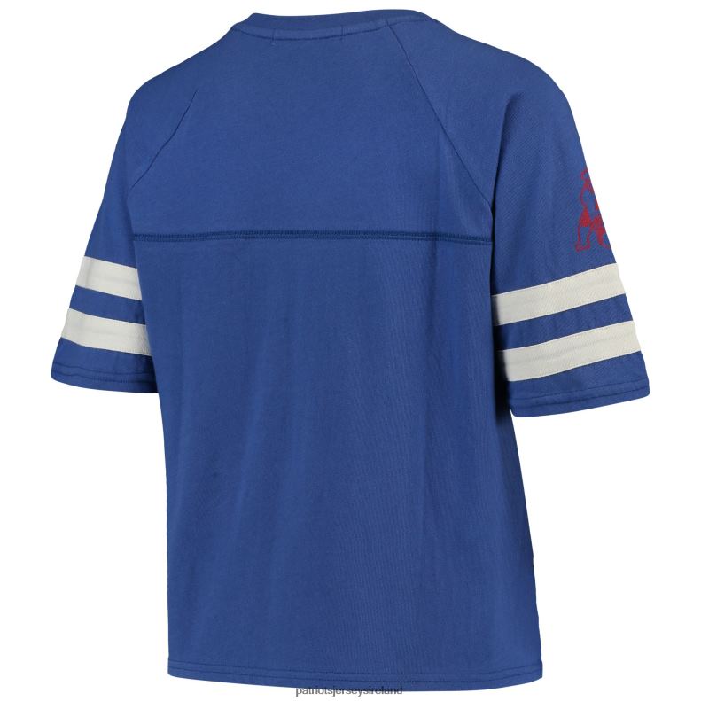 Patriots Jersey Women Junk Food Royal Football Half-Sleeve V-Neck T-Shirt 8226D2765 Clothing