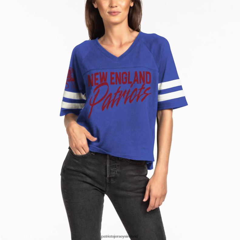 Patriots Jersey Women Junk Food Royal Football Half-Sleeve V-Neck T-Shirt 8226D2765 Clothing