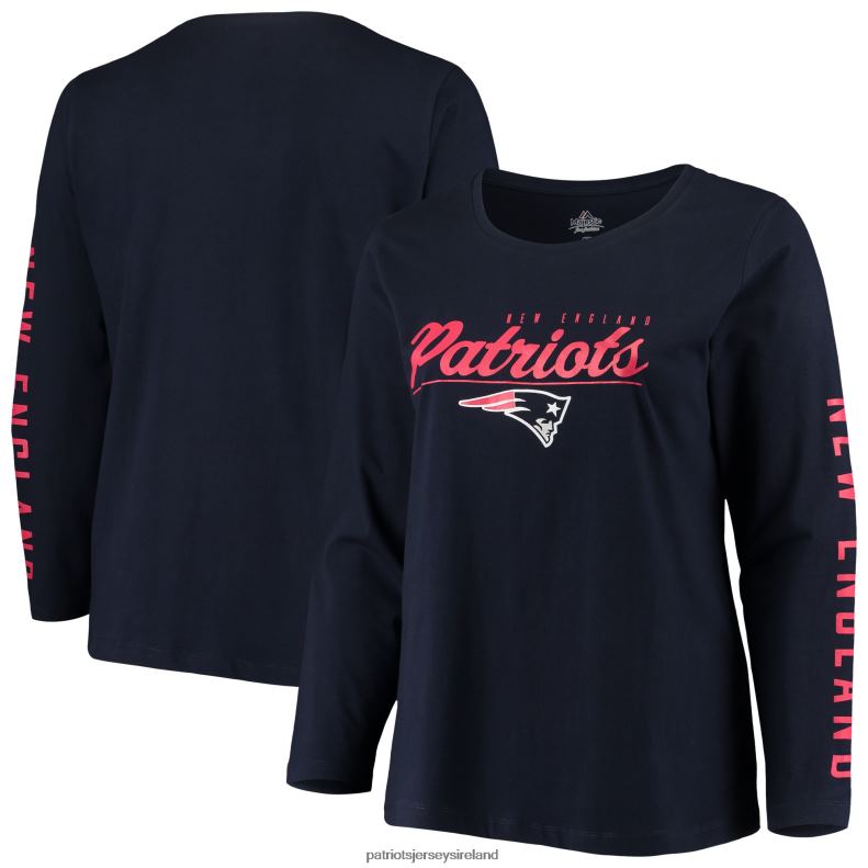 Patriots Jersey Women Majestic Navy Plus Size Team Logo Long Sleeve T-Shirt 8226D2727 Clothing