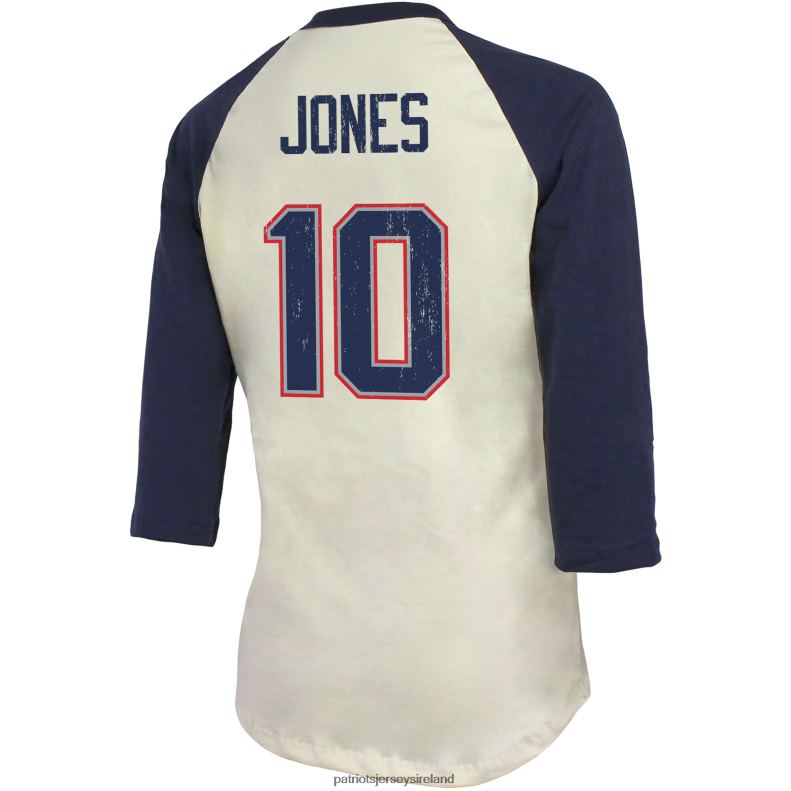 Patriots Jersey Women Majestic Threads Mac Jones Cream/Navy Player Name & Number Raglan 3/4-Sleeve T-Shirt 8226D2776 Clothing