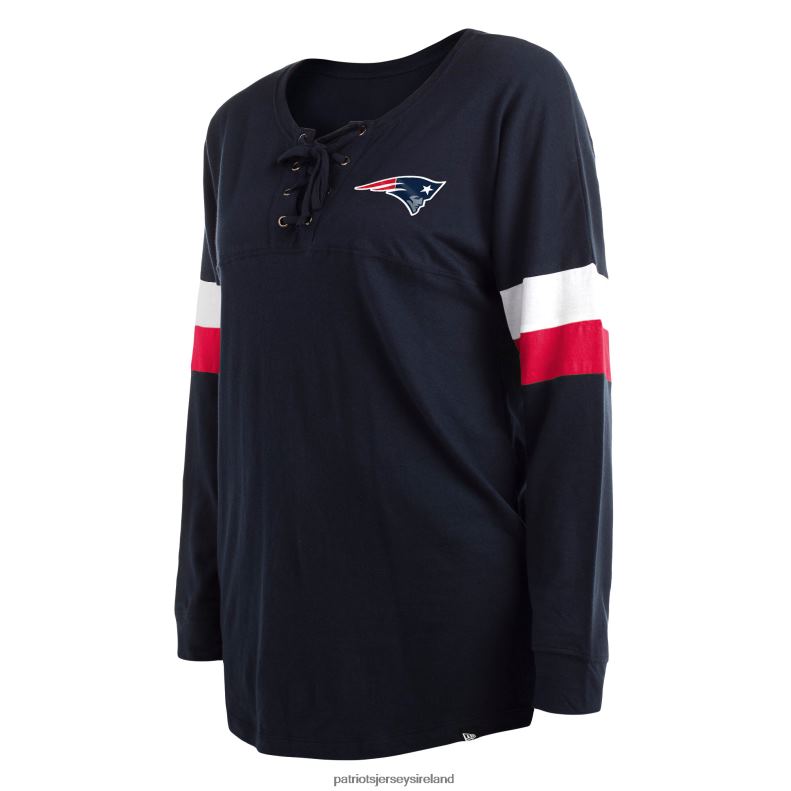 Patriots Jersey Women New Era Navy Plus Size Athletic Varsity Lace-Up V-Neck Long Sleeve T-Shirt 8226D2708 Clothing