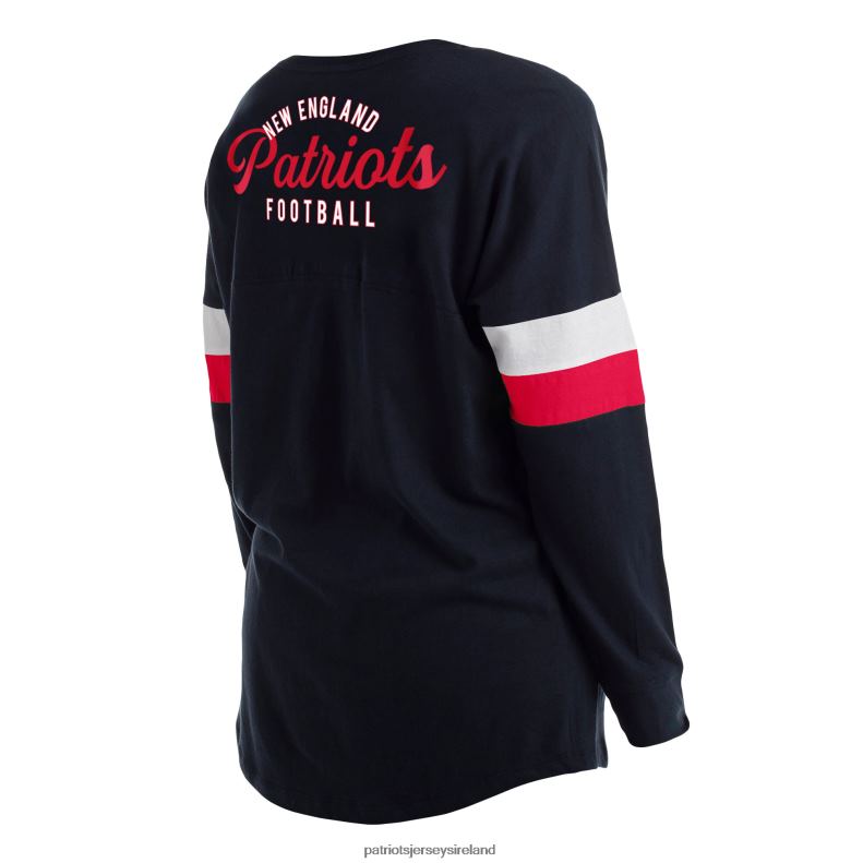 Patriots Jersey Women New Era Navy Plus Size Athletic Varsity Lace-Up V-Neck Long Sleeve T-Shirt 8226D2708 Clothing
