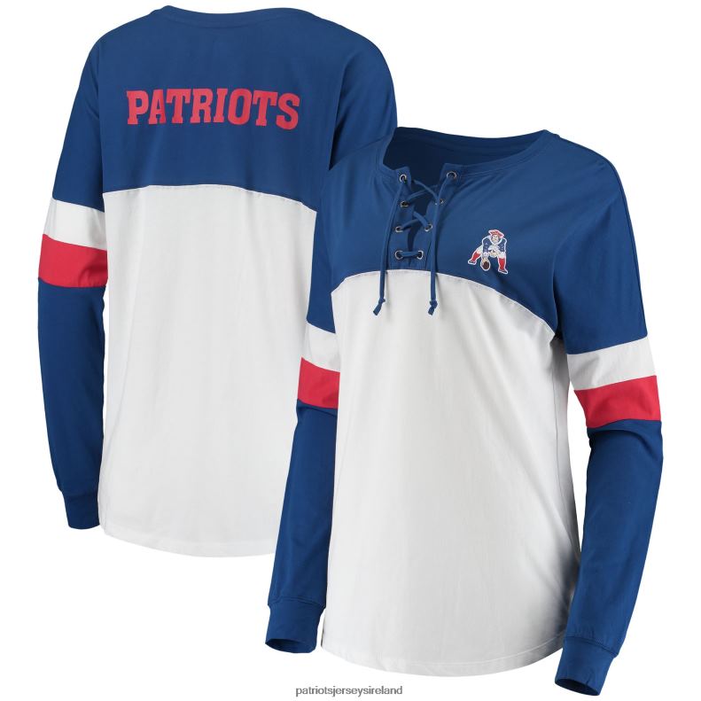 Patriots Jersey Women New Era Royal/White Athletic Historic Varsity Lace-Up T-Shirt 8226D2749 Clothing
