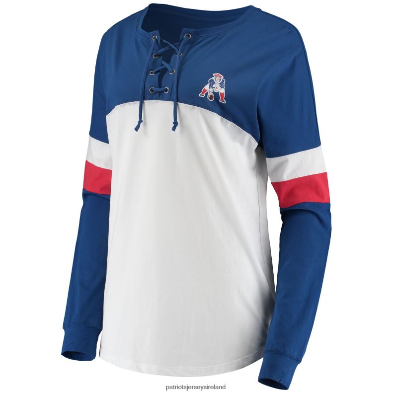 Patriots Jersey Women New Era Royal/White Athletic Historic Varsity Lace-Up T-Shirt 8226D2749 Clothing