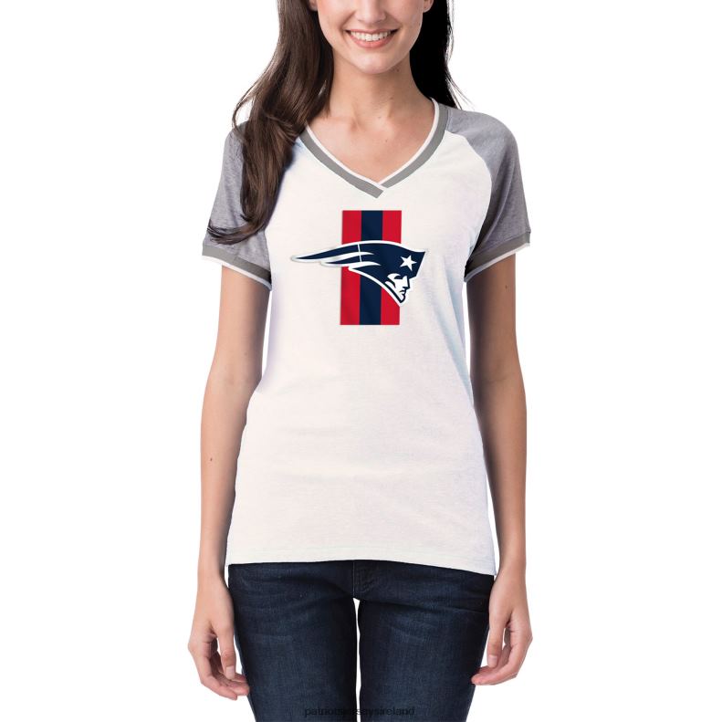 Patriots Jersey Women New Era White/Gray Training Camp Raglan V-Neck T-Shirt 8226D2766 Clothing
