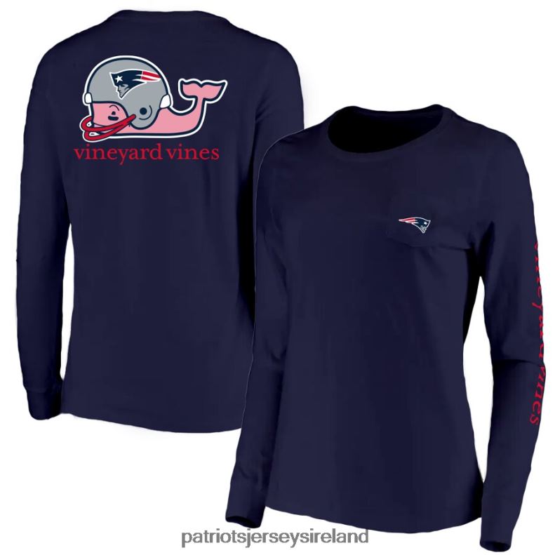 Patriots Jersey Women Vineyard Vines Navy Helmet Long Sleeve T-Shirt 8226D2677 Clothing