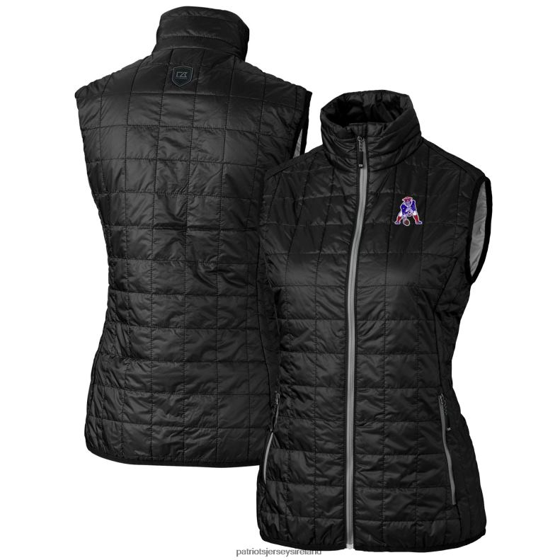 Patriots Jersey Women Cutter & Buck Black Throwback Logo Rainier PrimaLoft Eco Full-Zip Puffer Vest 8226D1065 Clothing