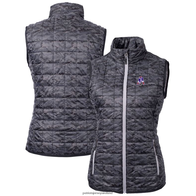 Patriots Jersey Women Cutter & Buck Black Throwback Logo Rainier PrimaLoft Eco Printed Full-Zip Puffer Vest 8226D1018 Clothing
