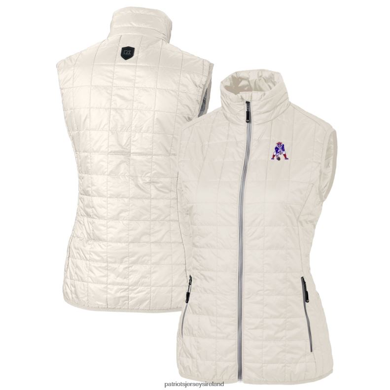 Patriots Jersey Women Cutter & Buck Cream Throwback Logo Rainier PrimaLoft Eco Full-Zip Puffer Vest 8226D1064 Clothing