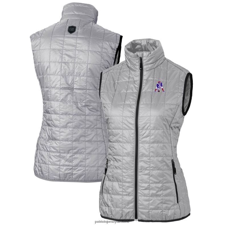 Patriots Jersey Women Cutter & Buck Gray Throwback Logo Rainier PrimaLoft Eco Full-Zip Puffer Vest 8226D1063 Clothing