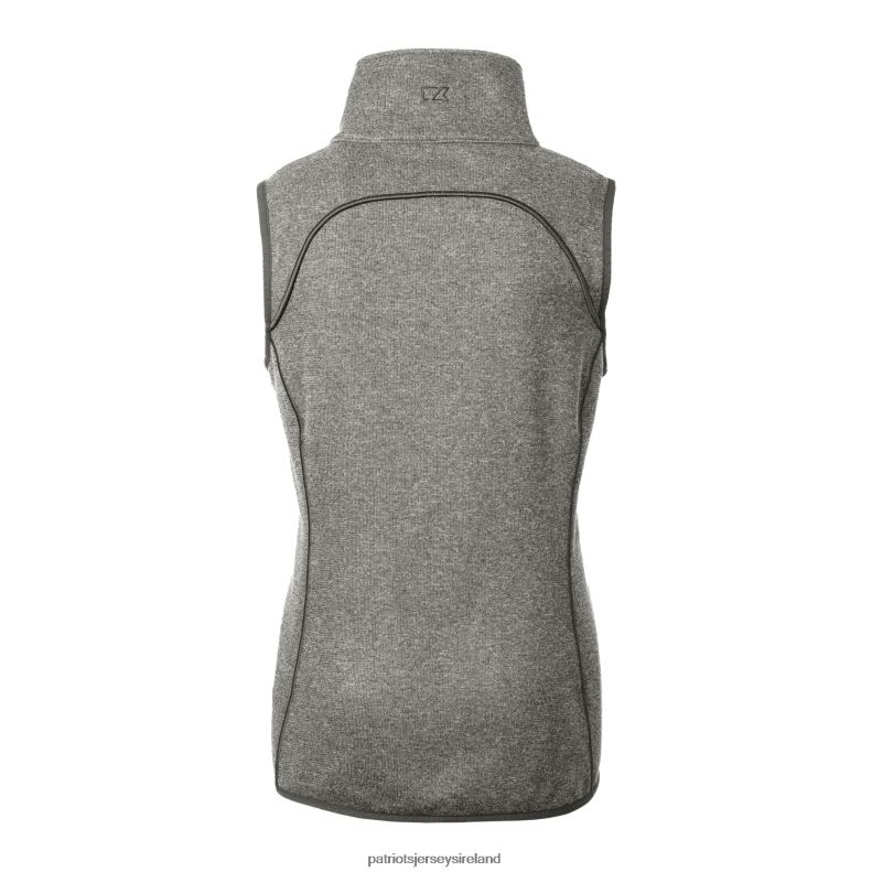 Patriots Jersey Women Cutter & Buck Heather Gray Helmet Logo Mainsail Sweater-Knit Full-Zip Asymmetrical Vest 8226D840 Clothing