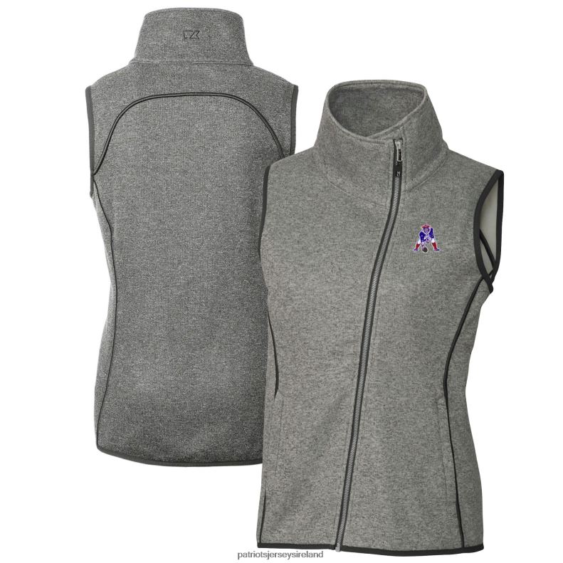 Patriots Jersey Women Cutter & Buck Heather Gray Throwback Logo Mainsail Full-Zip Vest 8226D1007 Clothing