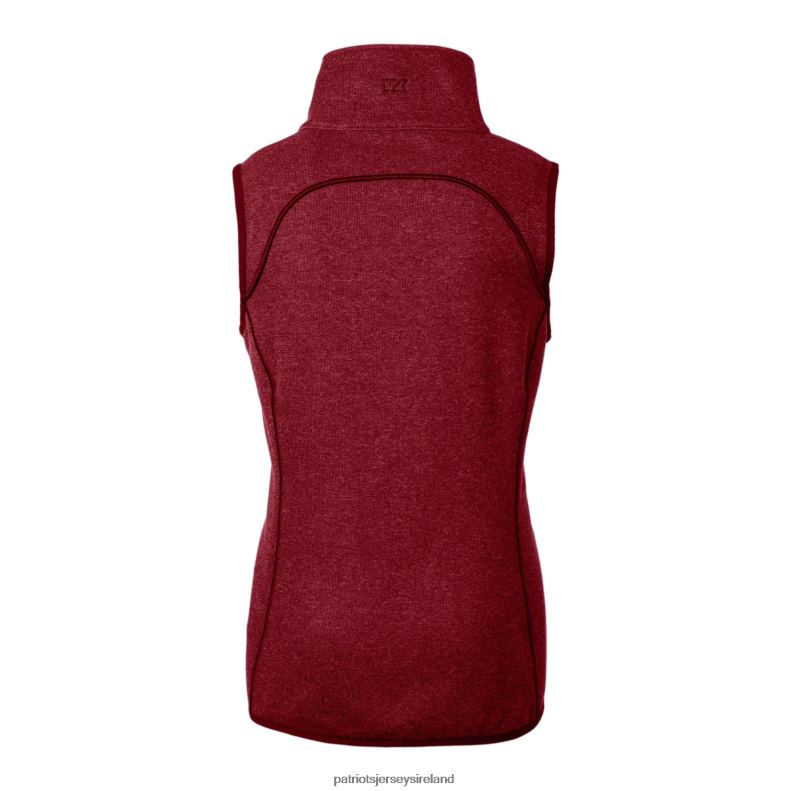 Patriots Jersey Women Cutter & Buck Red Helmet Logo Mainsail Sweater-Knit Full-Zip Asymmetrical Vest 8226D886 Clothing
