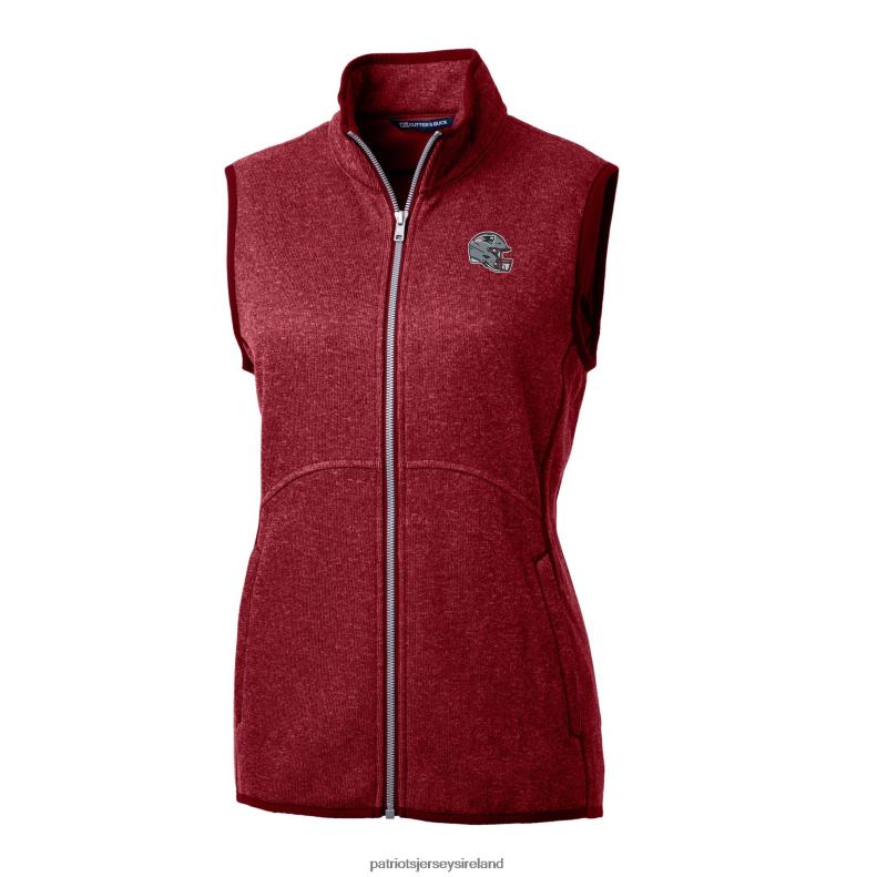 Patriots Jersey Women Cutter & Buck Red Helmet Logo Mainsail Sweater-Knit Full-Zip Vest 8226D848 Clothing
