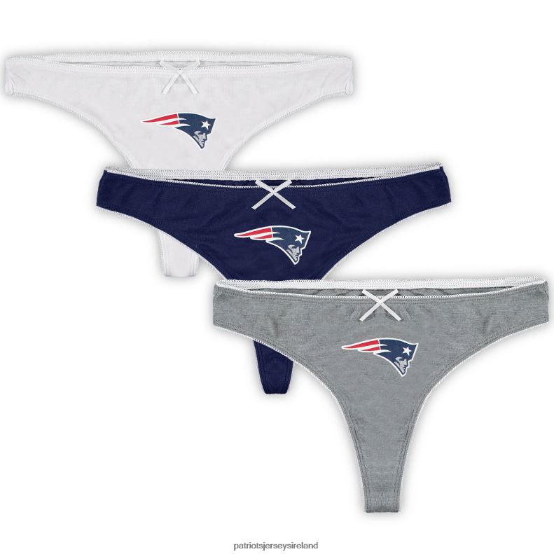 Patriots Jersey Women Concepts Sport Navy/Heathered Charcoal/White 3-Pack Lodge Thong Set 8226D2897 Clothing
