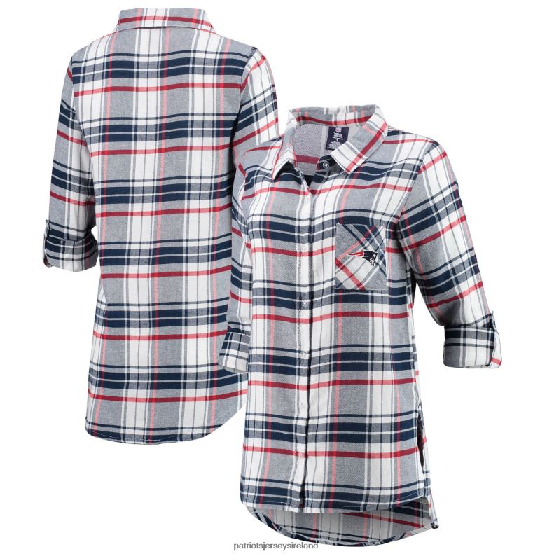 Patriots Jersey Women Concepts Sport Navy/Red Accolade Flannel Long Sleeve Button-Up Nightshirt 8226D2877 Clothing